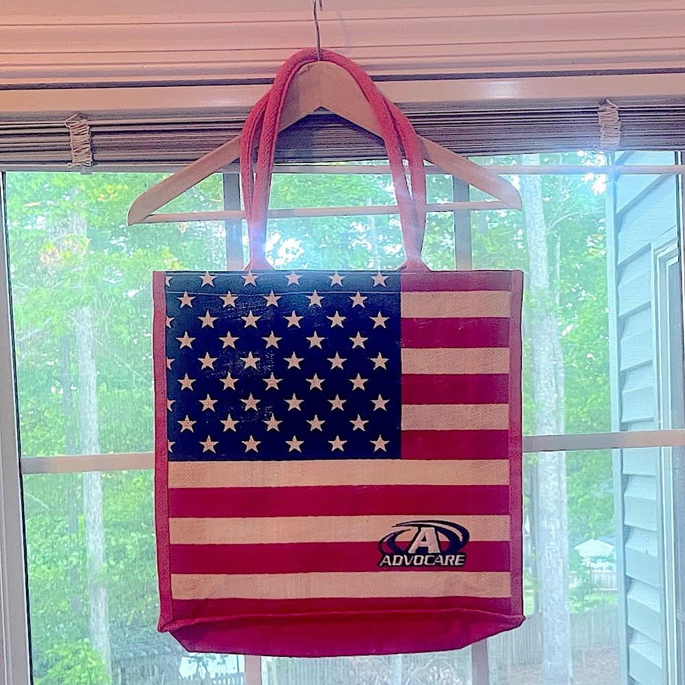 NEVER USED Fourth of July American flag canvas tote bag💙❤️💙❤️